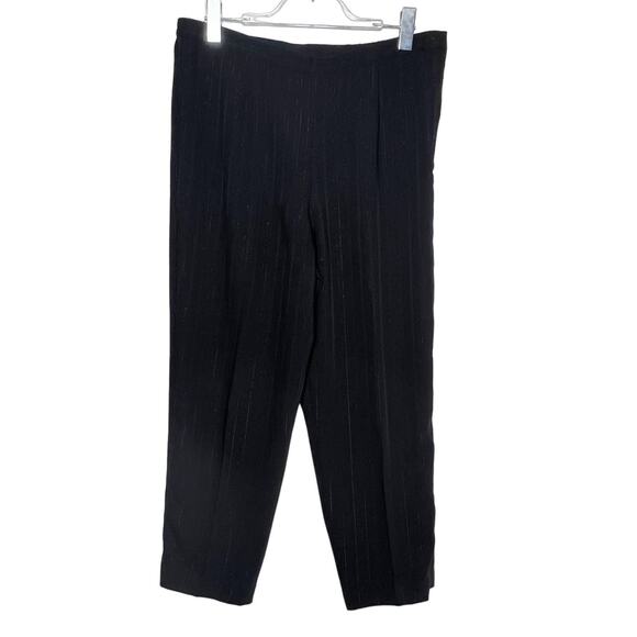 ALFRED DUNNER Vintage Metallic Pinstripe Trouser Pants High Rise Black Size 12P - Picture 1 of 6
